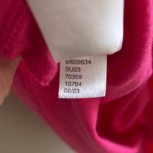 Loft | Mixed Media Smocked Front  Flare Sleeve Women Large Fushia - Picture 8 of 8